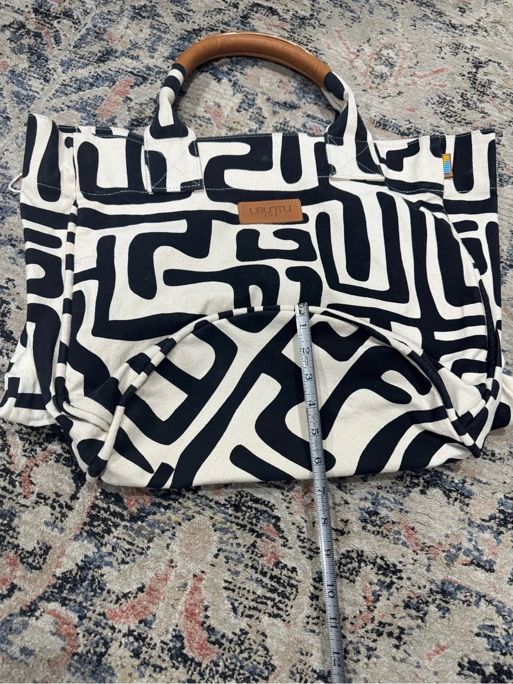 Ubuntu Life Black & Cream Canvas Tote and Dust Bag